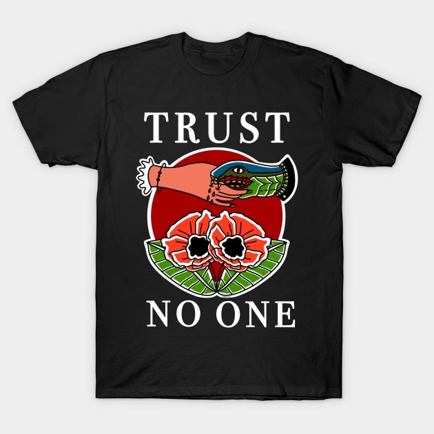 American Traditional Tattoo Trust No One Snake T-Shirt by panco